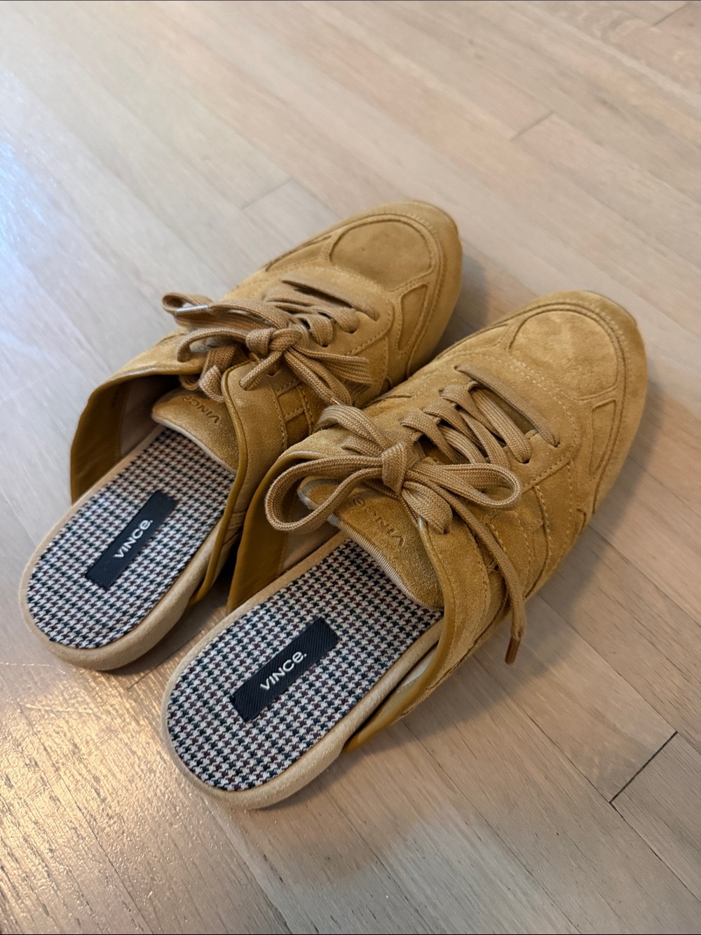 Vince Women’s Suede Lace-Up Mule Sneakers in Mustard Yellow